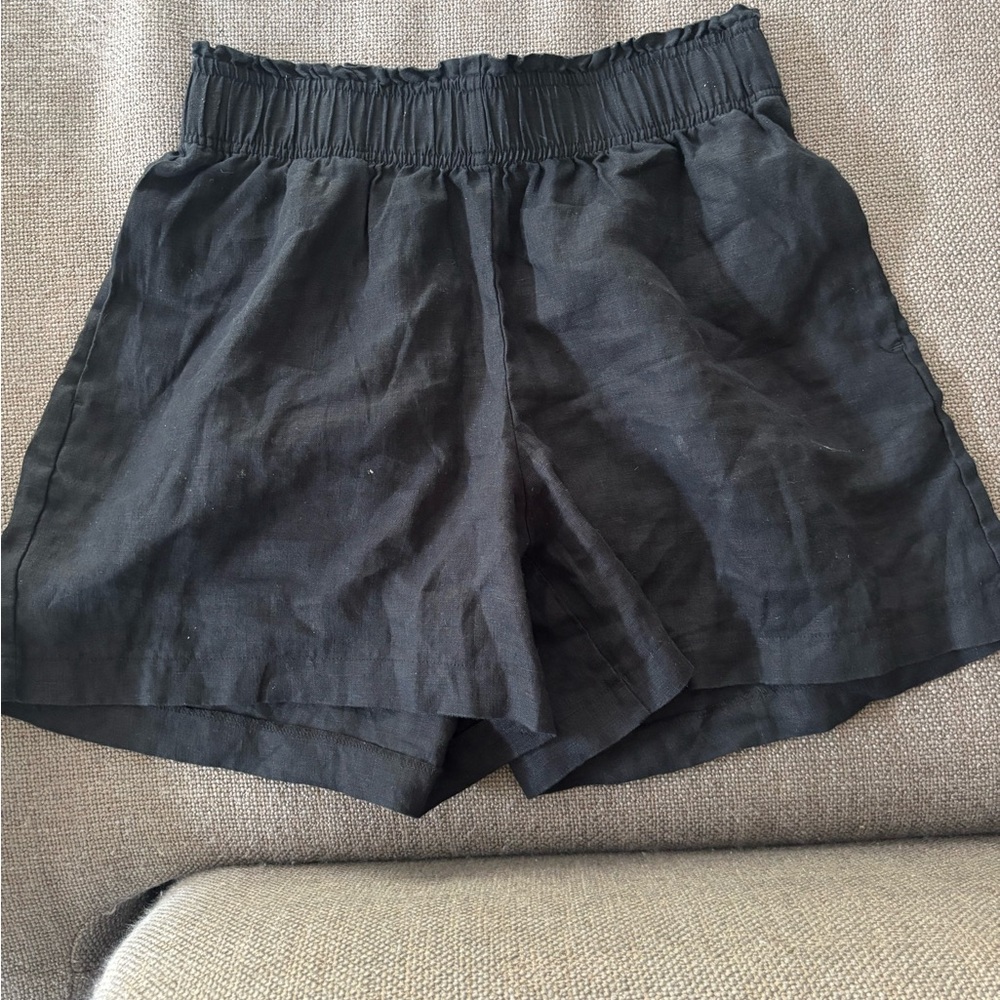 Quince European Linen High Waisted Shorts